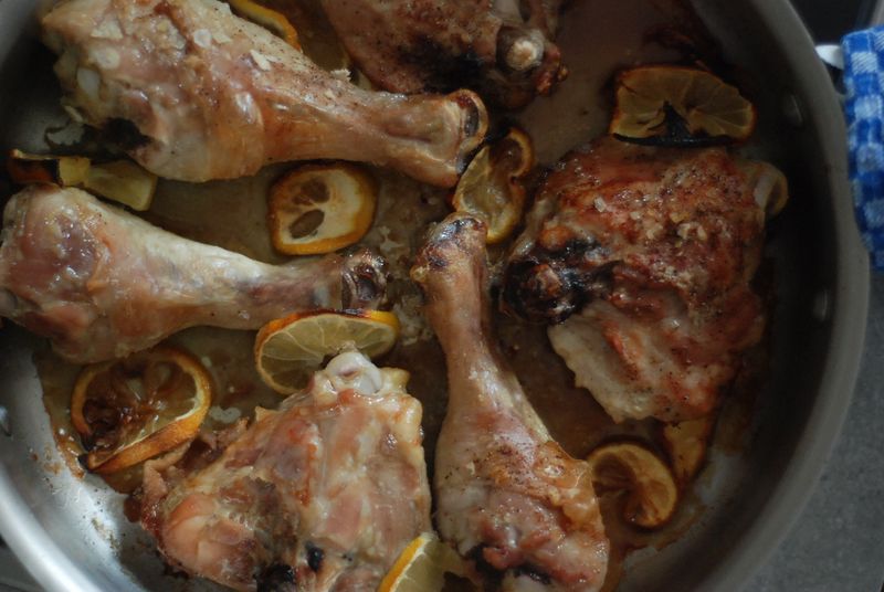 Pan-roasting chicken legs