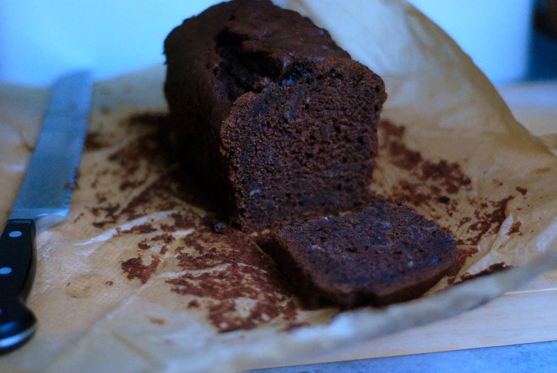 Cocoa banana bread sliced