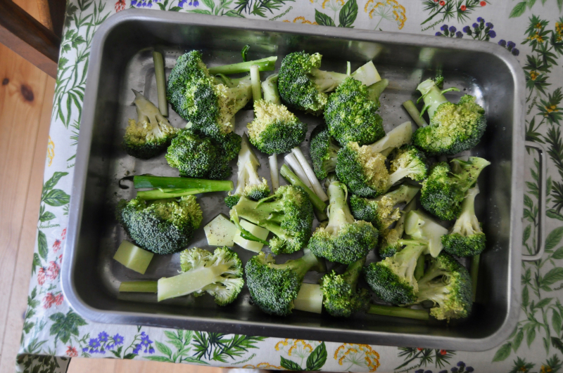 Roasted broccoli and scallions